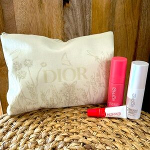 Christian Dior beauty bag and Kopari skincare set